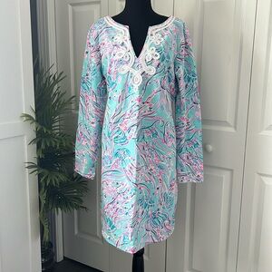 Lilly Pulitzer Long Sleeved Harper Shift Bayside Blue Under the Moon NWT size XL